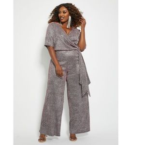 NWT Ashley Stewart Glitter Wide Leg Jumpsuit